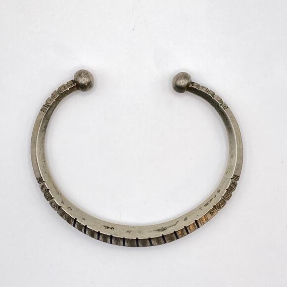 Signed TUAREG African Bracelet Coin Silver Tribal Ethnic Boho Unisex 7 1/2" - Picture 3 of 11